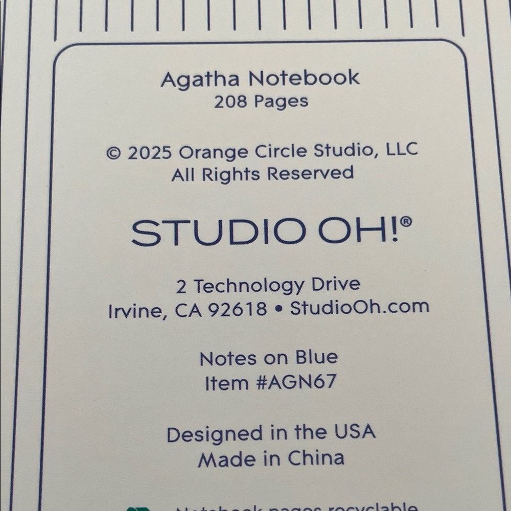 Agatha Notebook - Notes Blue Spiral - Picture 7 of 8